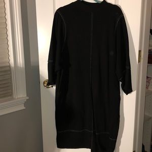 Black dress with double white lines